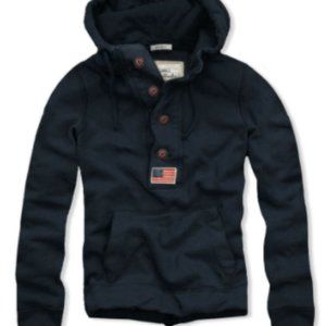 NEW Mens Cali Holi Fleece Henley Hoodie Sweatshirt Navy Label size 3XL (US XL)